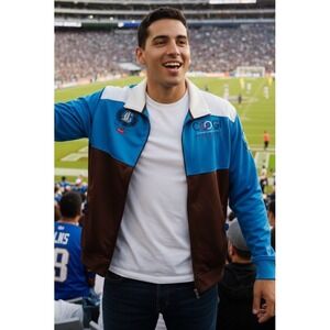 Coogi Mens Y2K Blue/Brown Polyester Long Sleeve Full Zip Track Jacket Sz L